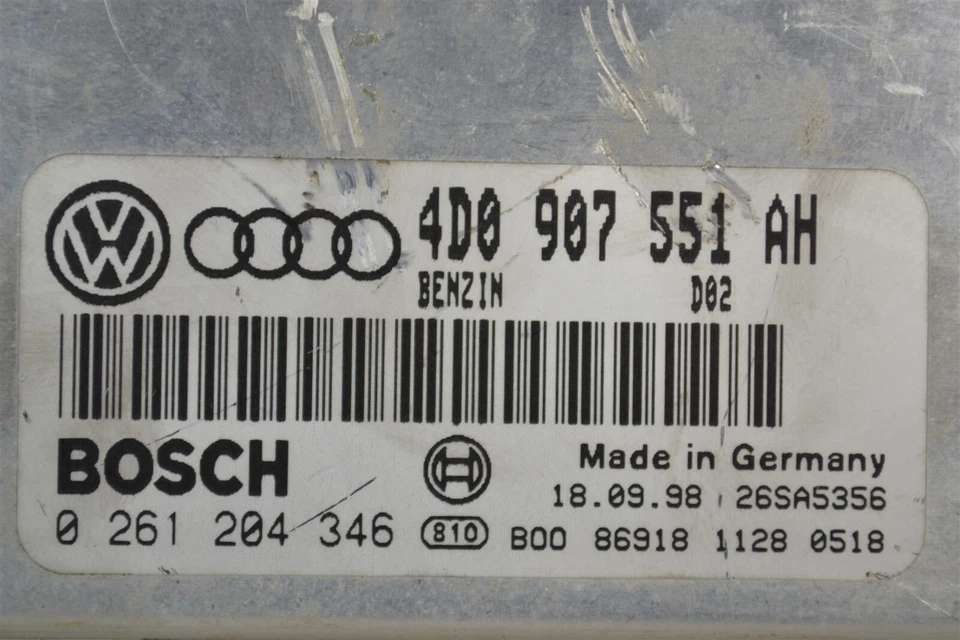 Unidad de control del motor 4D0907551AH Audi A4 A6 1997-2002 módulo ECU OEM 1B3 888 B8 Foto 3 de 4
