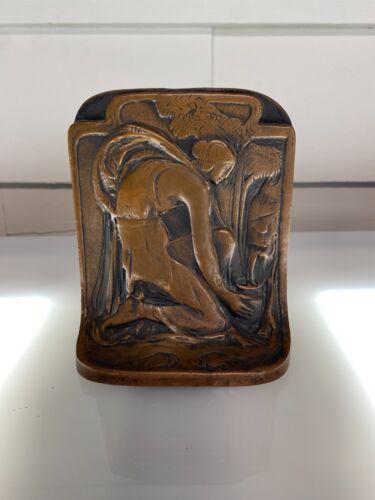 Antique Bronze Clad Galvano Bookend The Water Carrier - Picture 1 of 4