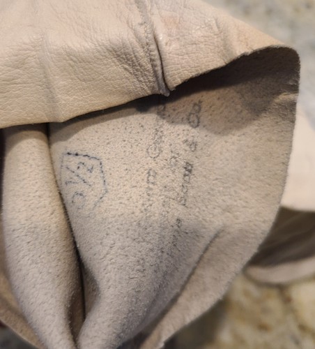 Vintage Womens Size S 6.5 Beige Leather Formal 13.5" Long Gloves Distressed - Imagen 11 de 14