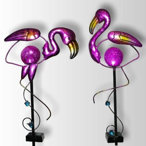 Solar Gartenstecker Flamingo 2 Varianten 80 Cm Metal Glas Solarleuchte Ebay