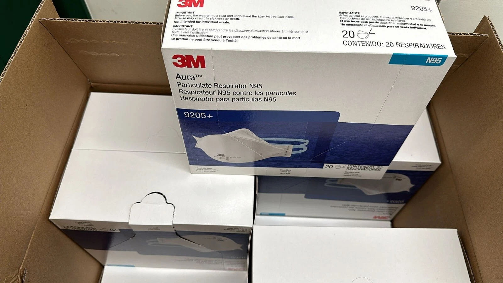 3M Aura 9205 N 95 Particulate Respirator Face Mask - White (20 Pack) X 11