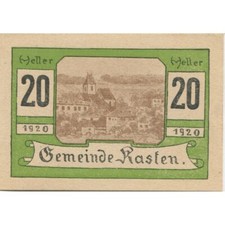 [#286068] Banknote, Austria, Kasten, 20 Heller, Eglise 1920-12-31, UNC Mehl:FS 4