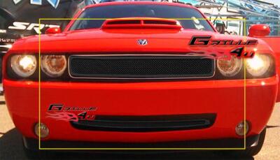 Fits 2009-2010 Dodge Challenger Stainless Steel Black Mesh Grille Insert Combo