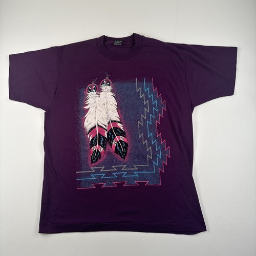 Vintage 90s Native American Shirt Size Large Feathers eBay