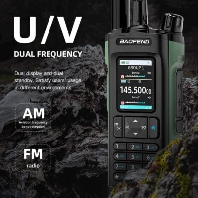 Talkie-Walkie Baofeng UV-32 – 10W, GPS, FM, Bande Air, VHF/UHF, Noir Et Vert