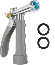 Garden Hose Nozzle Heavy Duty Full Size High Pressure Adjustable Water Sprayer