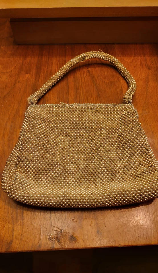 1950-е Saks Fifth Avenue жемчуг бисером Дамская сумка клатч с подходящий монета сумочки - Изображение 2 из 4