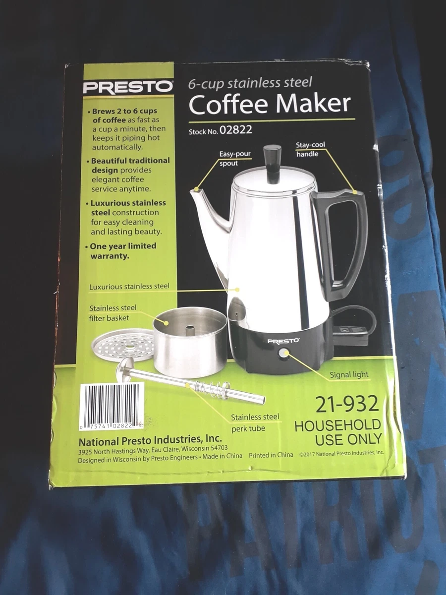 Presto 02822 6-Cup Stainless-Steel Coffee Percolator