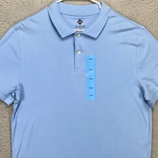 Members Mark Adult Men Polo Shirt Large Light Blue Casual Short Sleeve Rugby NEW
