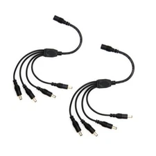 2 Pack 1-to-4 Way DC Power Splitter Cable Y 5.5mm * 2.1 mm for CCTV Security Cam