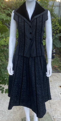 Vintage Fabiani Roma couture alta moda black suit 1950 s