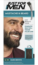 NIB Just For Men MUSTACHE BEARD Easy Brush In Gray Cover Color DARK BROWN  M-45