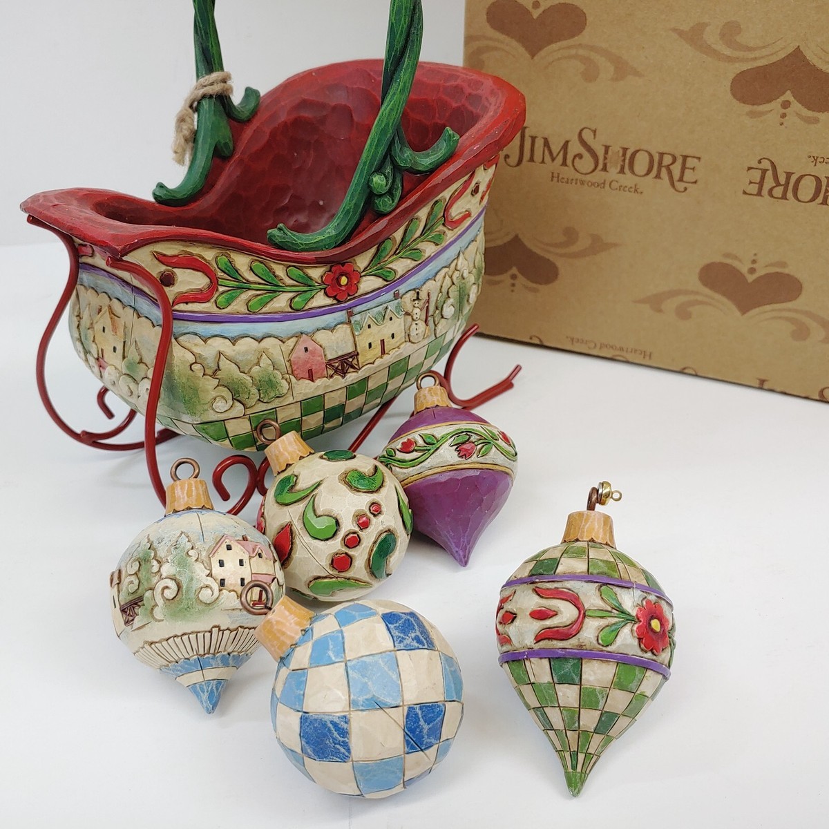 Heartwood Creek Jim Shore Sleigh Bells Ring Sleigh & 5 Hanging