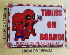 Superheroes Deadpool and spiderman twins On Board Car Laminated Sign