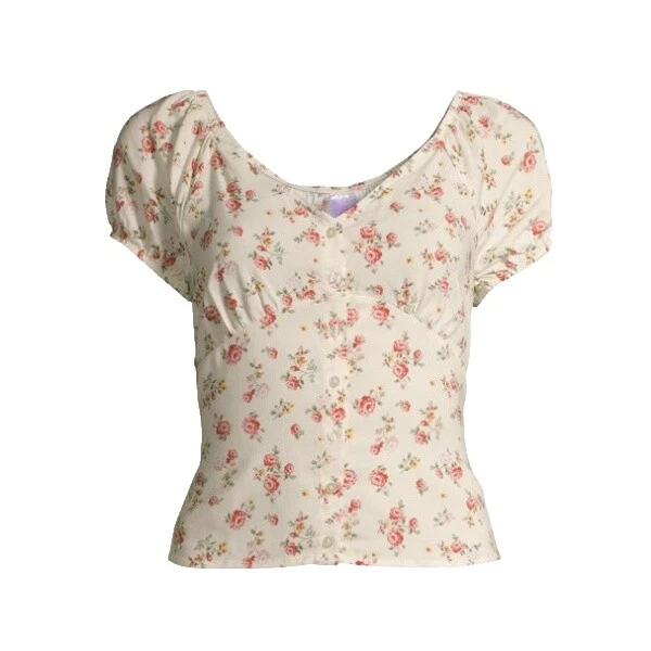 No Boundaries Juniors Casual Floral Tops for Women