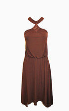 WOMENS BROWN STRETCH ASYMMETRIC DRESS by NINE WEST SZ 6
