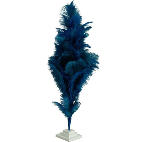 Blue Ostrich Feather Christmas Tree Real Bird Feather Branches Stand Included - Picture 6 of 6