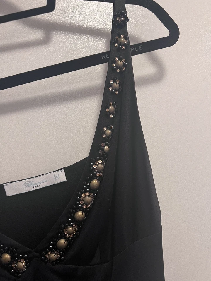 Vestido BLUMARINE CRUISE ITALY Pequeño Negro Giro Sin Mangas Talla S M Y2K Años 90 Foto 4 de 4