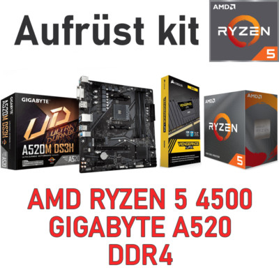 PC Bundle Aufrüstkit Gaming Büro Set AMD Ryzen 5 4500 + Kühler + Mainboard + RAM