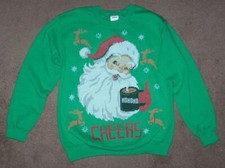 UGLY CHRISTMAS SWEATSHIRT, WOMEN'S SMALL, SANTA WITH HOT CHOCOLATE, NEW WITH TAG