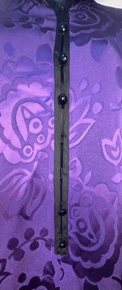 Túnica vintage Saint Laurent 100 % seda talla 40/8 púrpura floral Foto 4 de 4