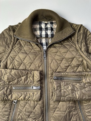 BURBERRY BRIT Quilted Jacket & Vest Full Zip Check Nova Khaki Women's Size XS - Picture 8 of 15