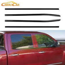 Black Body Window Bottom Sill Trim Strips Overlays For Chevy Silverado 2014-2018