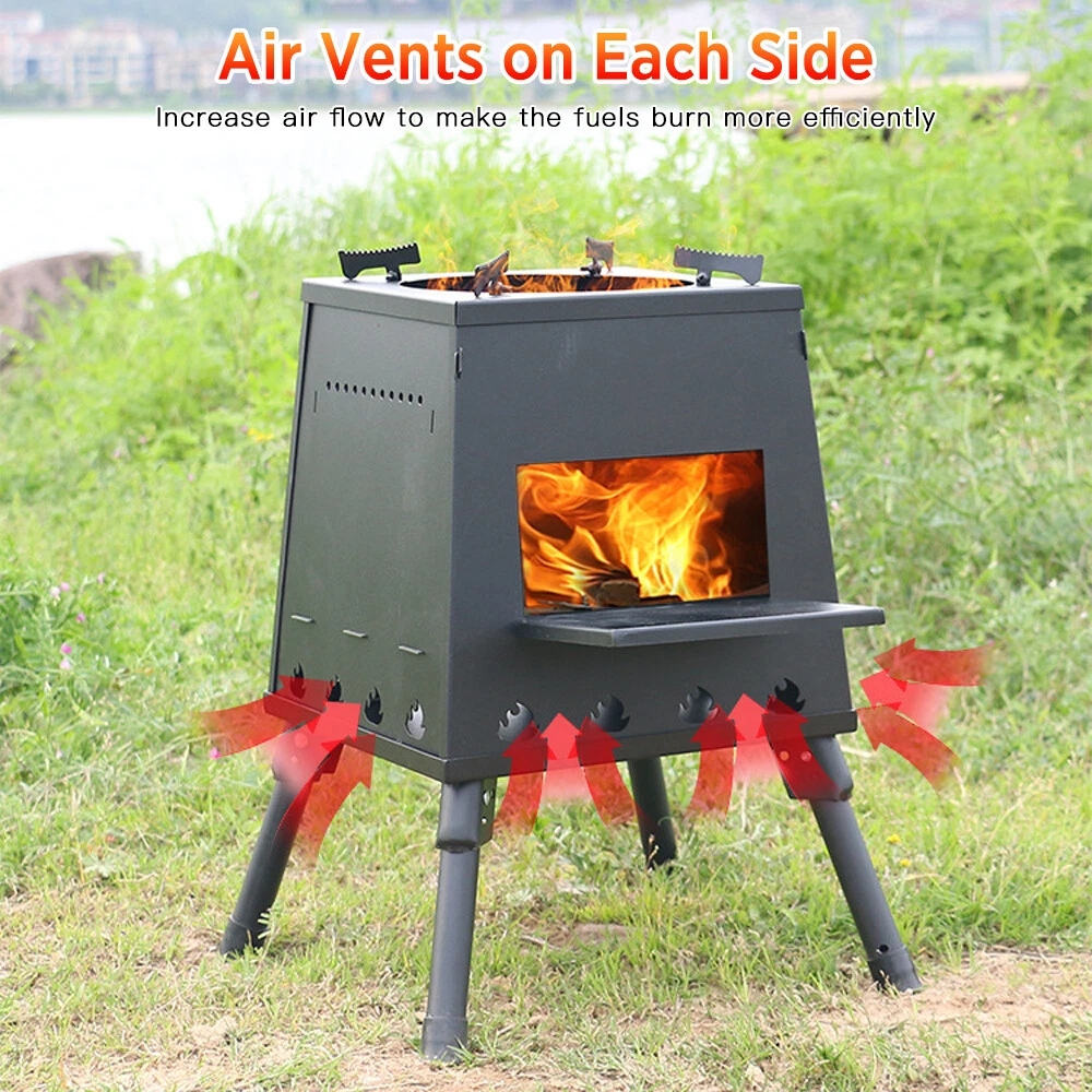 Folding Portable Wood Burning Stove with Retractable Legs fr Camping Hiking  Y3Q0 | eBay