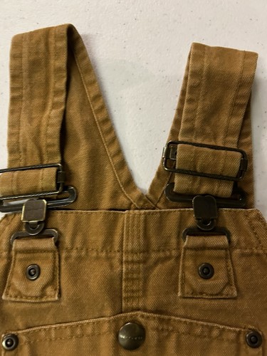 Carhartt Youth Double Knee Bib Overalls Duck Canvas Brown Work Wear Size 6 - Picture 3 of 8