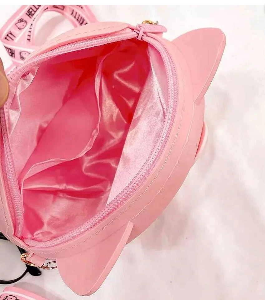 Bolsa Hello Kitty com alça de ombro ajustável, bolsa de mão com zíper bolsa gatinho fofa - Imagem 3 de 4