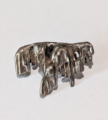 Vintage Solid .999 Fine Silver Raw Freeformed 16 Grams Nugget 1 3/8'' Pin Brooch