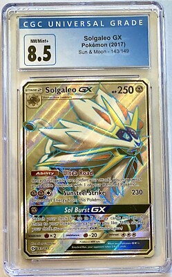 Pokemon 2017 Sun and Moon Solgaleo GX Full Art CGC 8.5 NM/Mint +