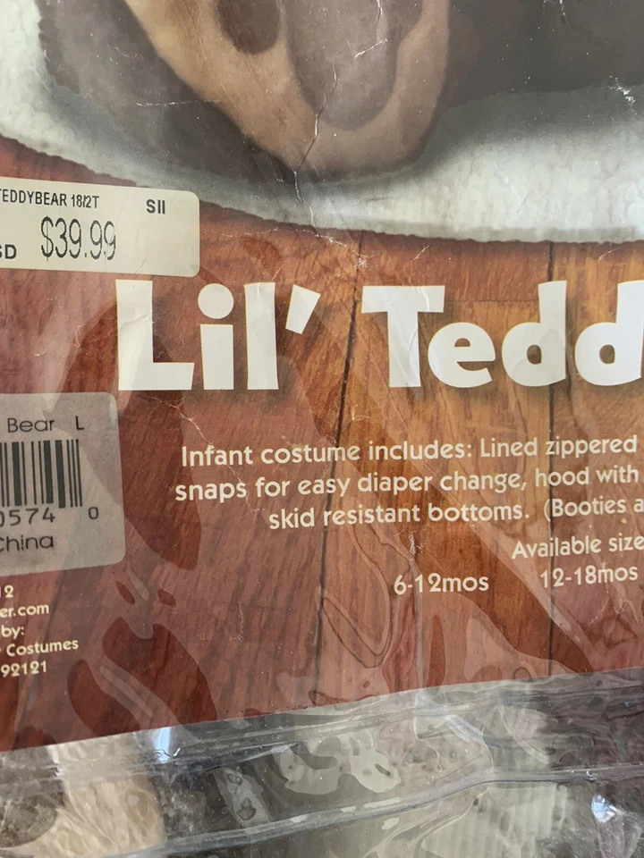 Oso de peluche Incharacter Lil' disfraz infantil Halloween bebé talla grande 4 piezas Foto 2 de 4