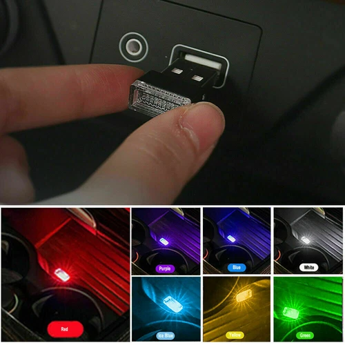 1x USB LED Mini Car Light Neon Atmosphere Ambient Bright Lamp Light Accessories - Picture 6 of 23