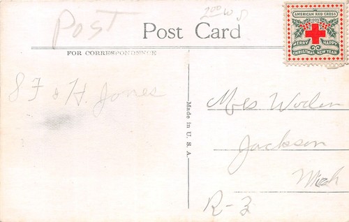 Postal J60/Midland Michigan c1910 tiendas de la calle principal miran al oeste 60 - Imagen 2 de 4