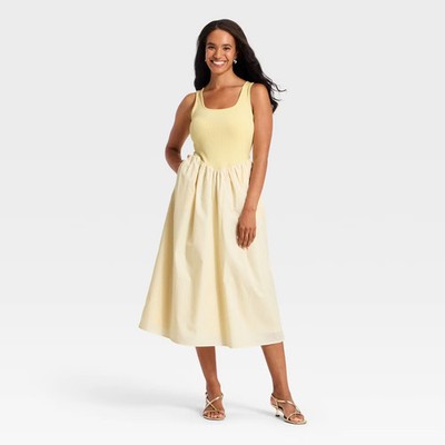Women Knit to Woven Midi Dress - A New Day