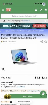 Microsoft Surface Laptop 7 - 13.8 inch Copilot+ PC Snapdragon X Elite 16GB/512GB