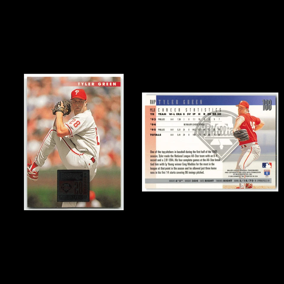 Tyler Green #188 1996 Donruss Philadelphia Phillies Baseball Card MLB NM - Image 3 of 3