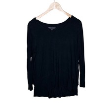 Soft Surroundings Boat Neck Long Sleeve Blouse size Large Black