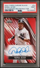 2024 Topps Chrome Black Derek Jeter Red Refractor Auto 2/5 PSA 9 (JERSEY MATCH)