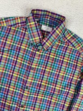 Eton Dress Shirt Mens 16.5 34/35 Multicolor Check Slim Fit Spread Collar LS