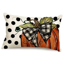 Fall Pillow Covers 12x20 Inch,Polka Dot Pumpkin 20" x 12" Pack of 1 Orange