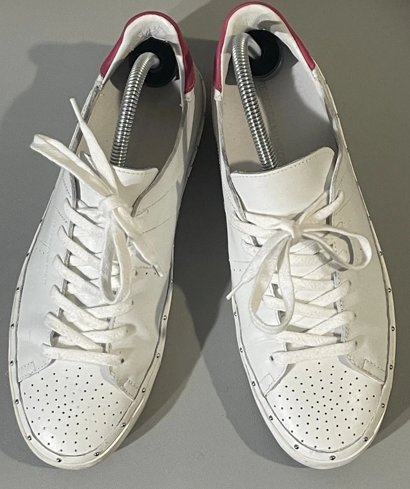 Zapatillas Mujer Rebecca Minkoff Italia Cuero Tachonado Acentos Blanco Rosa S 10 Foto 2 de 4