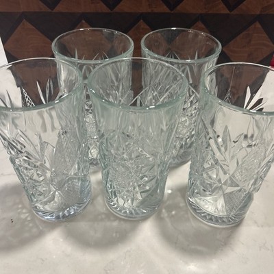 Vintage Libbey Hobstar Set of 5 Star of David 16 oz Glasses Made In USA 6'' Tall