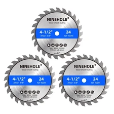 3Pack 4 1/2 Inch Circular Saw Blade 24T with 3/8-Inch Arbor, TCT Carbide Tipped