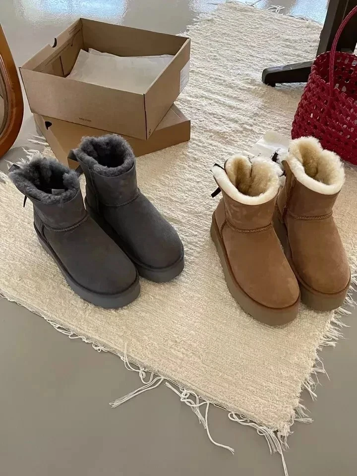 Zapatos para mujer UGBBrown Gamuza MINI BAILEY BOW II Botines sin cordones Regalo de Navidad🌈 Foto 4 de 4