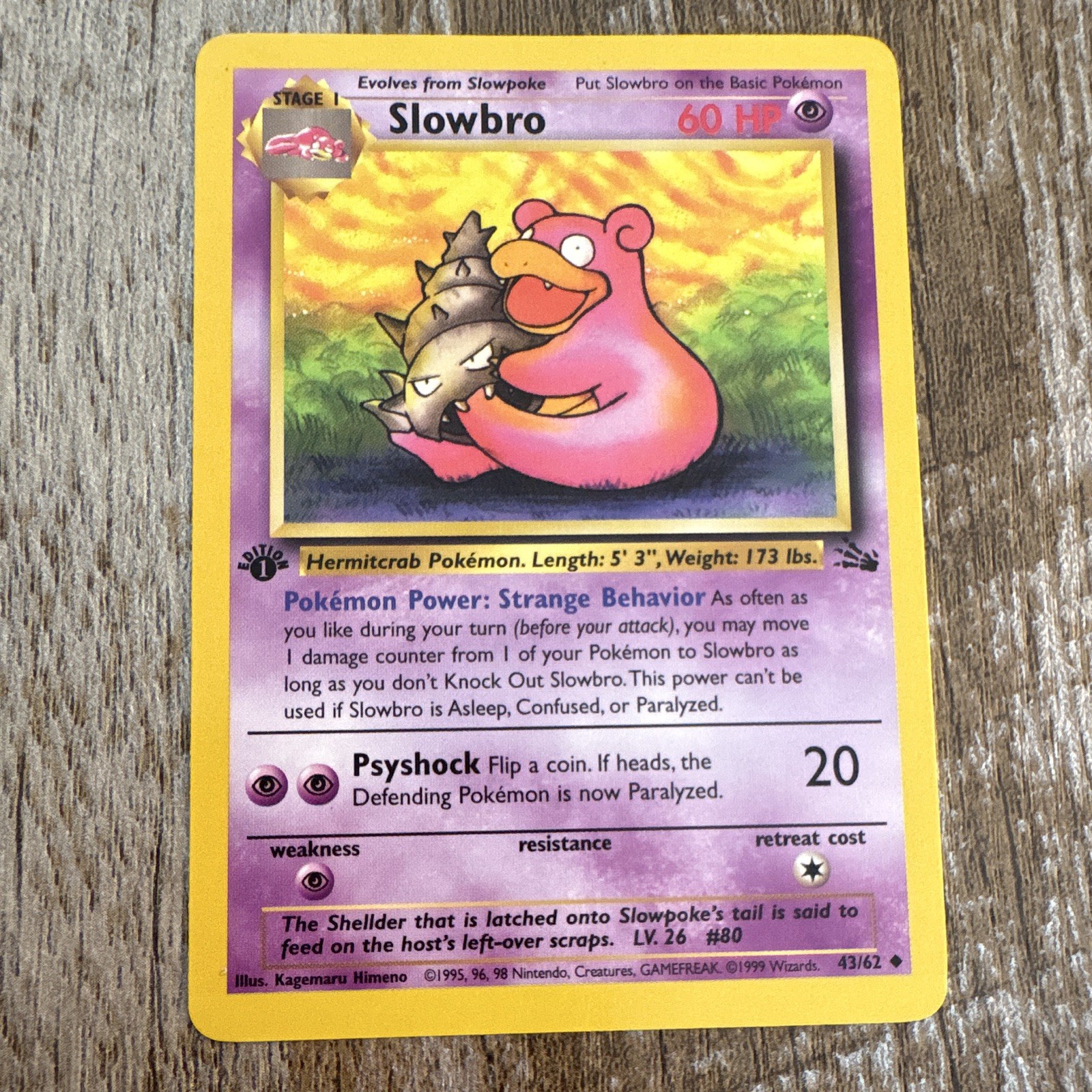 Pokemon Slowbro 43/62 Fossil Uncommon