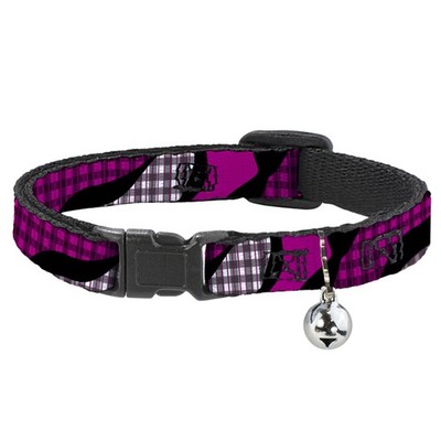 Cat Collar Breakaway with Bell Buffalo Plaid Abstract White/Black/Fu (US IMPORT)