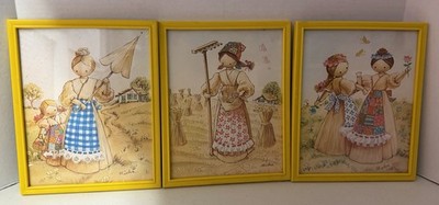 Intercraft Industries of Chicago Framed Corn Dolls 8x10 5501 01 Yellow Vintage