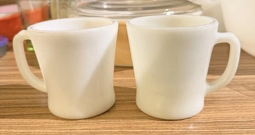 Vintage Anchor Hocking Fire King Milk Glass White Mugs Made In USA